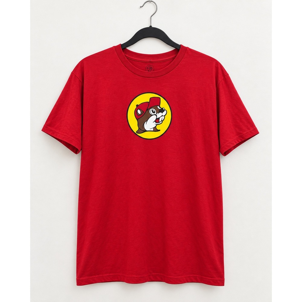 NWT Buc-ee's Beaver Logo Graphic T-Shirt Mens XL Red Cotton Short Sleeve Tee